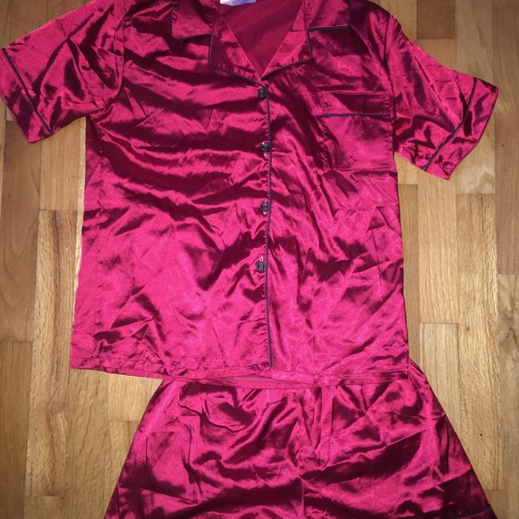 Wine Red Satin PJ Sleep set - Picture 1 of 6